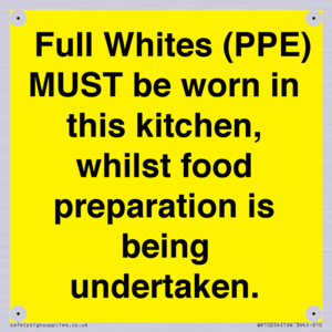  Full Whites (PPE) MUST be worn in this kitchen, whilst food preparation is being undertaken.